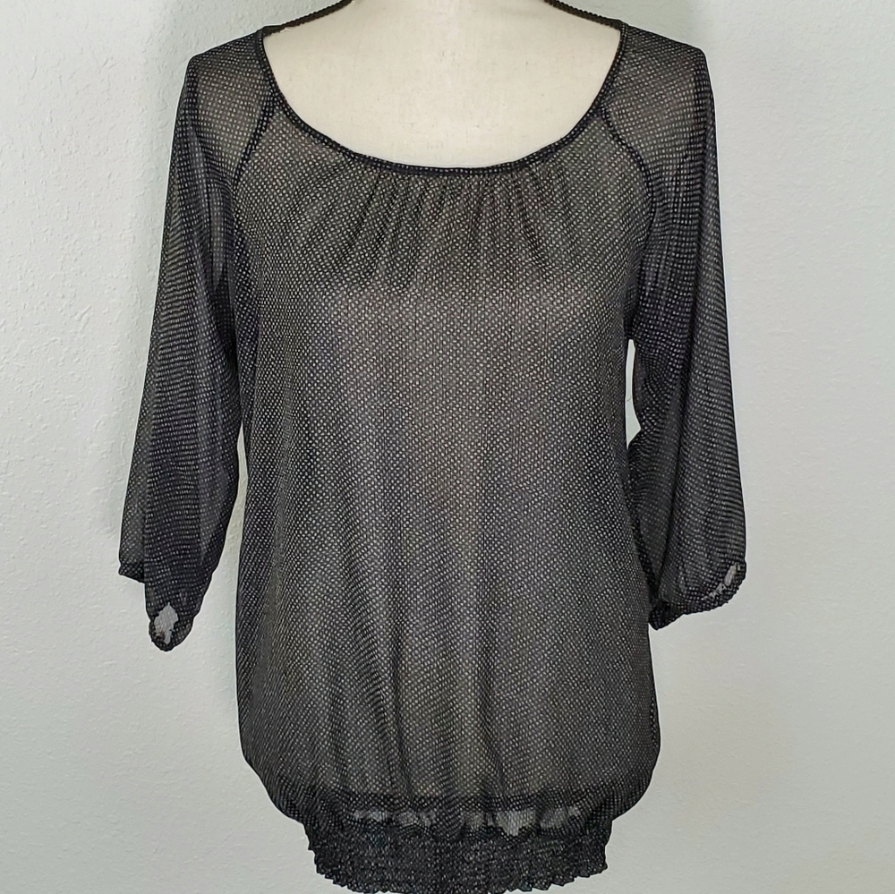 THE LIMITED Black & Cream Dotted Top, size S